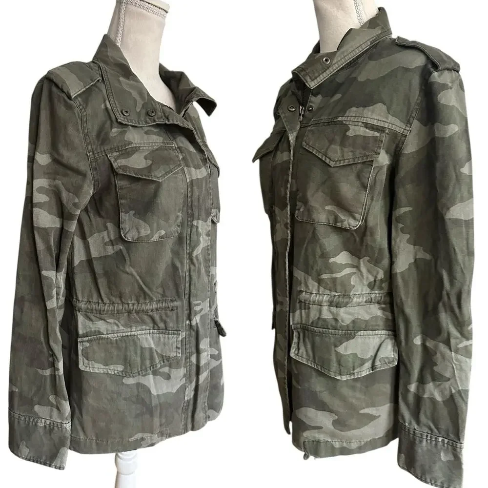 Aeropostale Olive Green Camo Military Utility Jacket Women's S Gorpcore Cotton